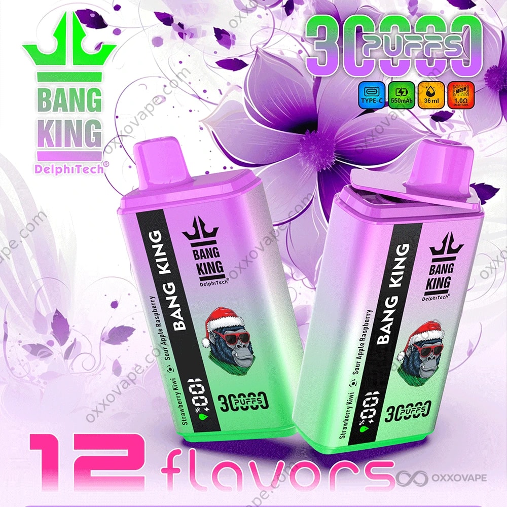 disposable vape 30000 puffs Bang King 30K | Dual Flavor Switching & LED Display | Best Long-Lasting Disposable Vape Full Color:Pink & Blue HQD Shisha 20K Hookah