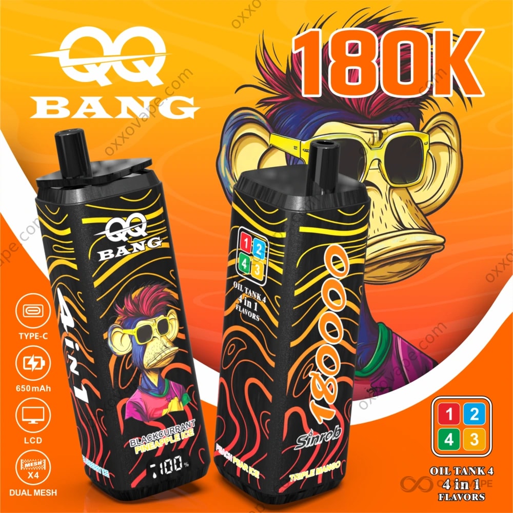 full flavor vape Bang QQBANG 180000 180K Puffs Disposable | 4-in-1 Switching & Quad Mesh Coil | LCD Screen Rechargeable breeze vapes ban breeze Lime Vape Select Flavor ::Blackberry Blackcurrant Candy
