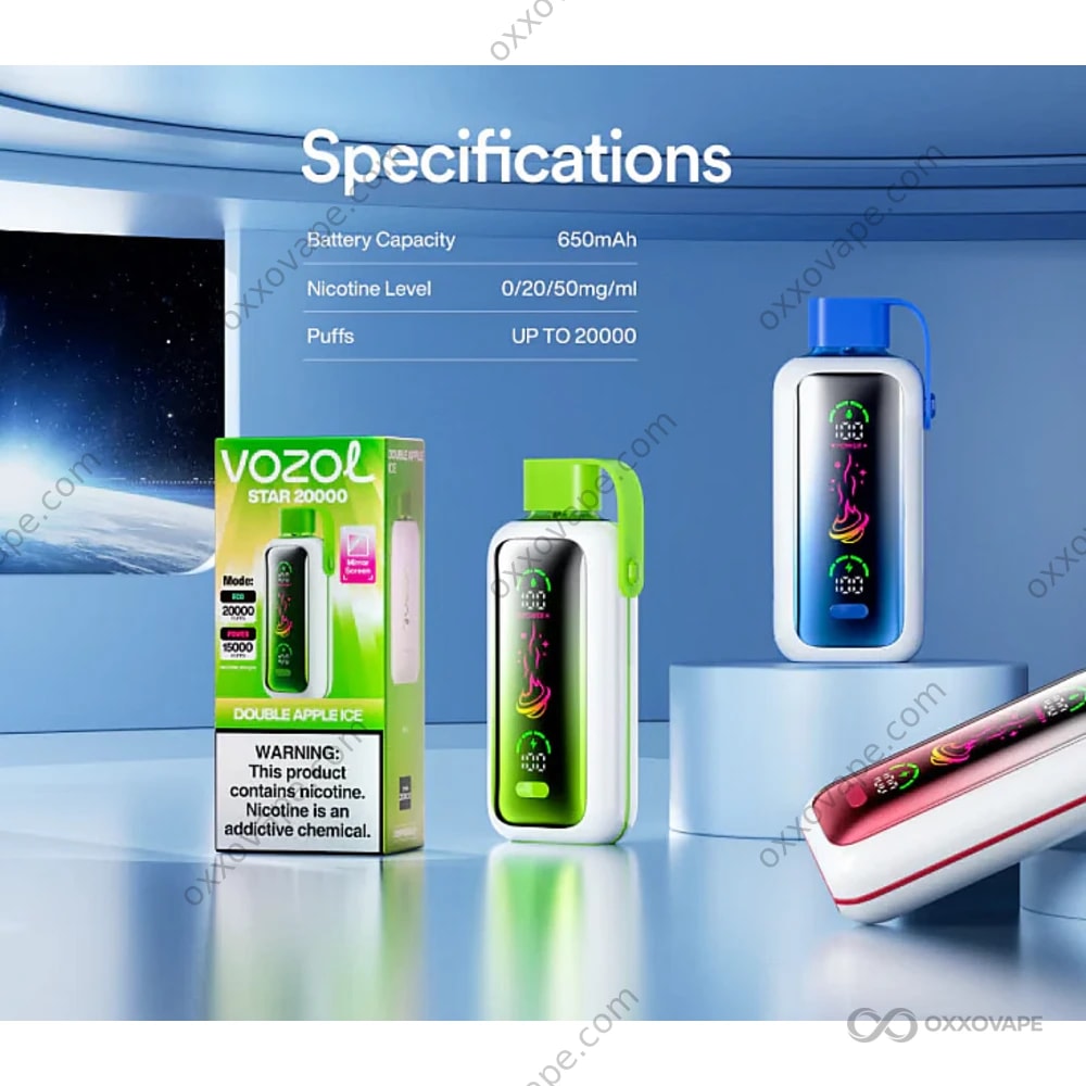vozol star vape device 20000 20K Puffs Disposable | Dual Mesh Coil & Music LED | Long-Lasting Rechargeable Vape srt FLAVORS:BLUE RAZZ ICE Fume Recharge Zero Nicotine