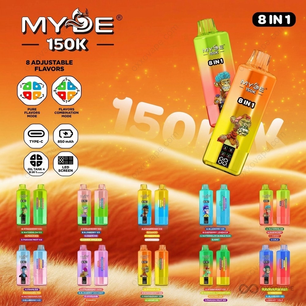 multi flavor vape MYDE 150000 150K Puffs Disposable | 4-Tank Multi-Flavor Combo & Rechargeable | Best Super-Giant Puff Vape Flavor:Berry Burst Cotton Carnival (Cotton Carnival Edition) North Cactus Jack Flavor: Dessert House Mixes