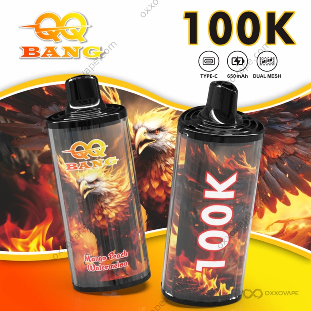 Bang QQBANG 100000 Mango Peach Watermelon flavor 100K puffs tropical disposable vape