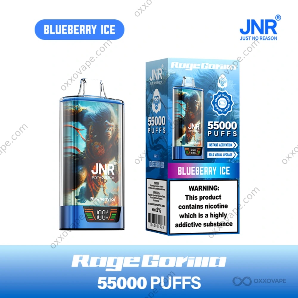 JNR Rage Gorilla 55000 Blueberry Ice Flavor Disposable Vape