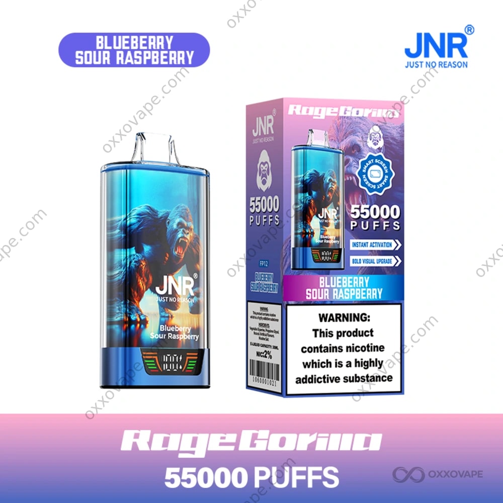 JNR Rage Gorilla 55000 Blueberry Sour Raspberry Flavor Disposable Vape