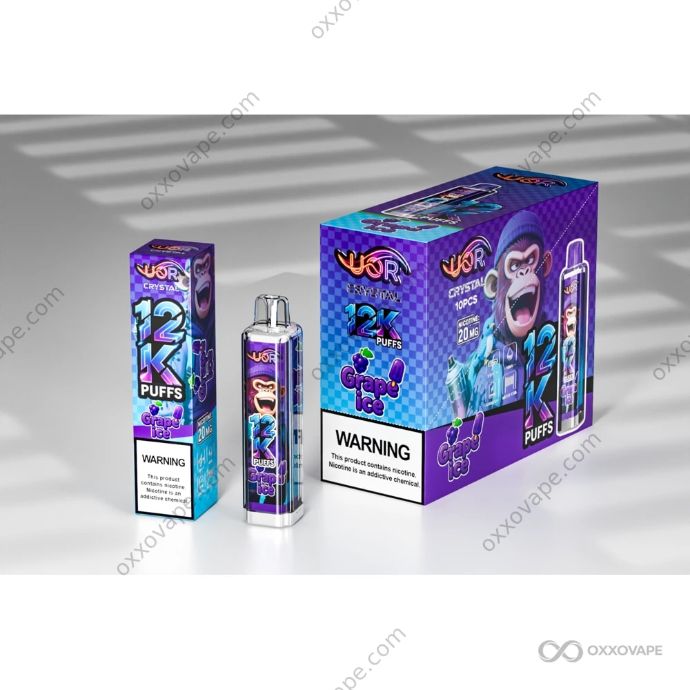 UOR Crystal 12000 12K Puffs Disposable Vape | RGB Light & Rechargeable Mesh  Coil | Premium Long-Lasting Vape