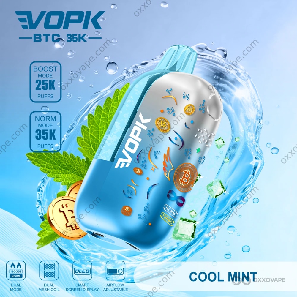 Vopk BTC 35000 Cool Mint flavor disposable vape 35000 puffs