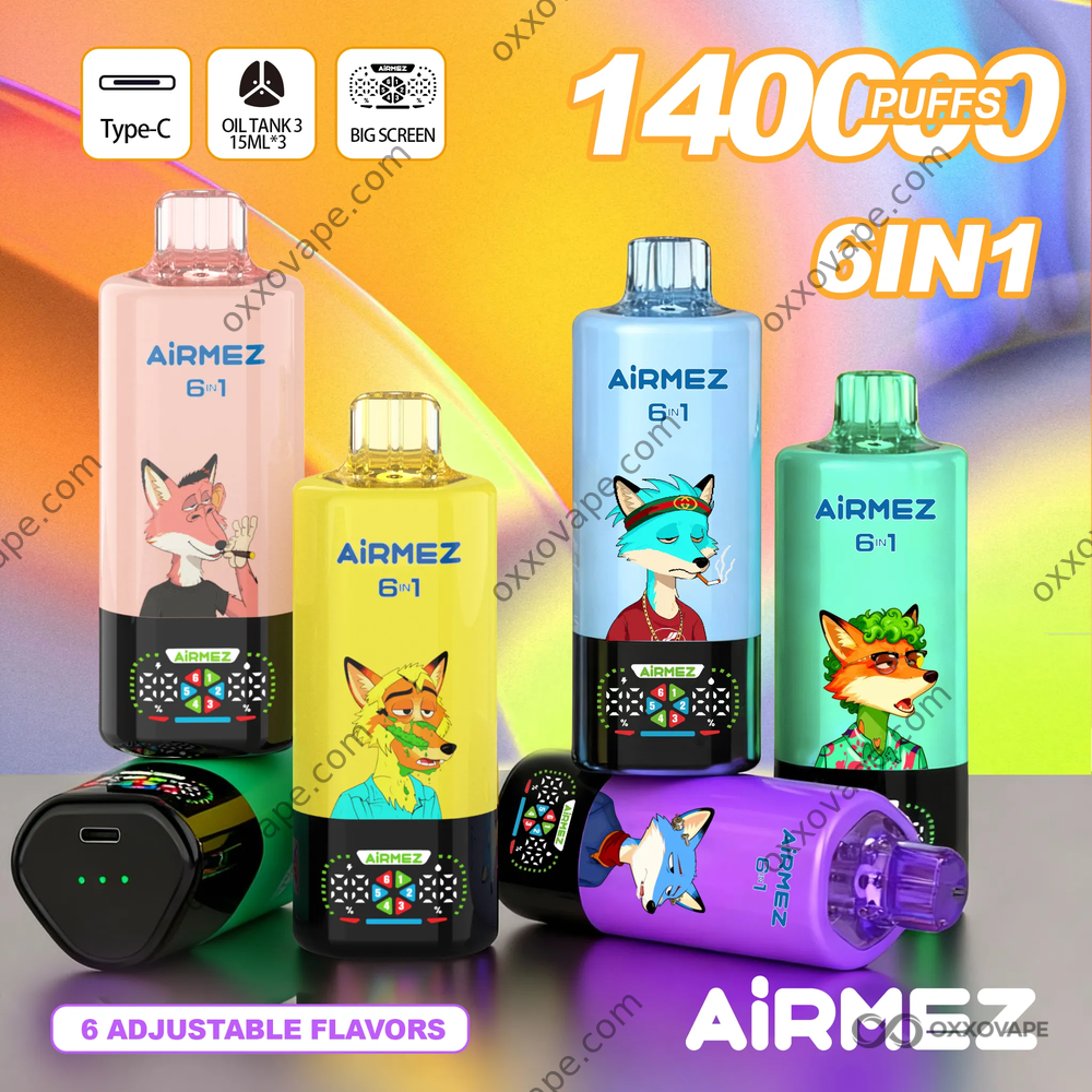 Airmez Fox 140000 Puffs Disposable Vape 6-in-1 Flavor Switching with Smart LED Display