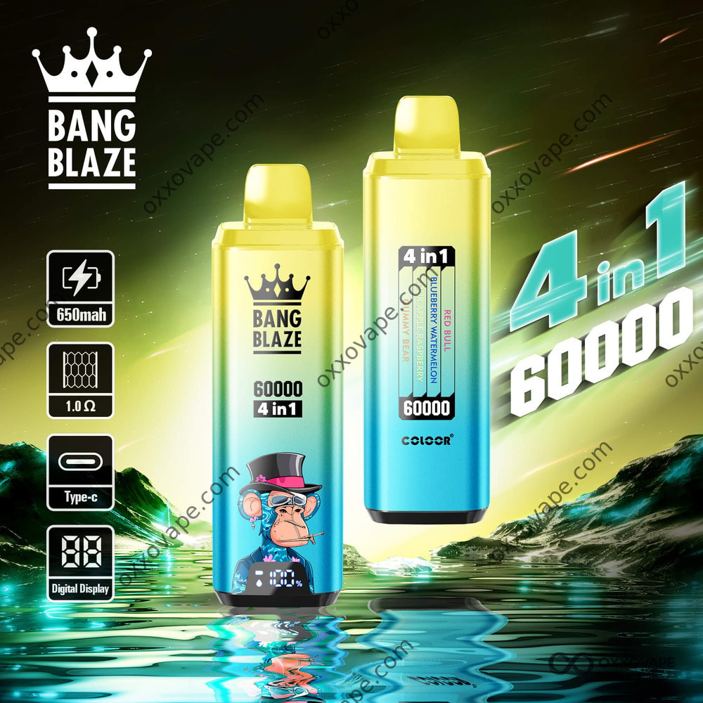 Bang Blaze 60000 4-in-1 Disposable Vape Red Bull Blueberry Watermelon Sour Apple Raspberry Gummy Bear