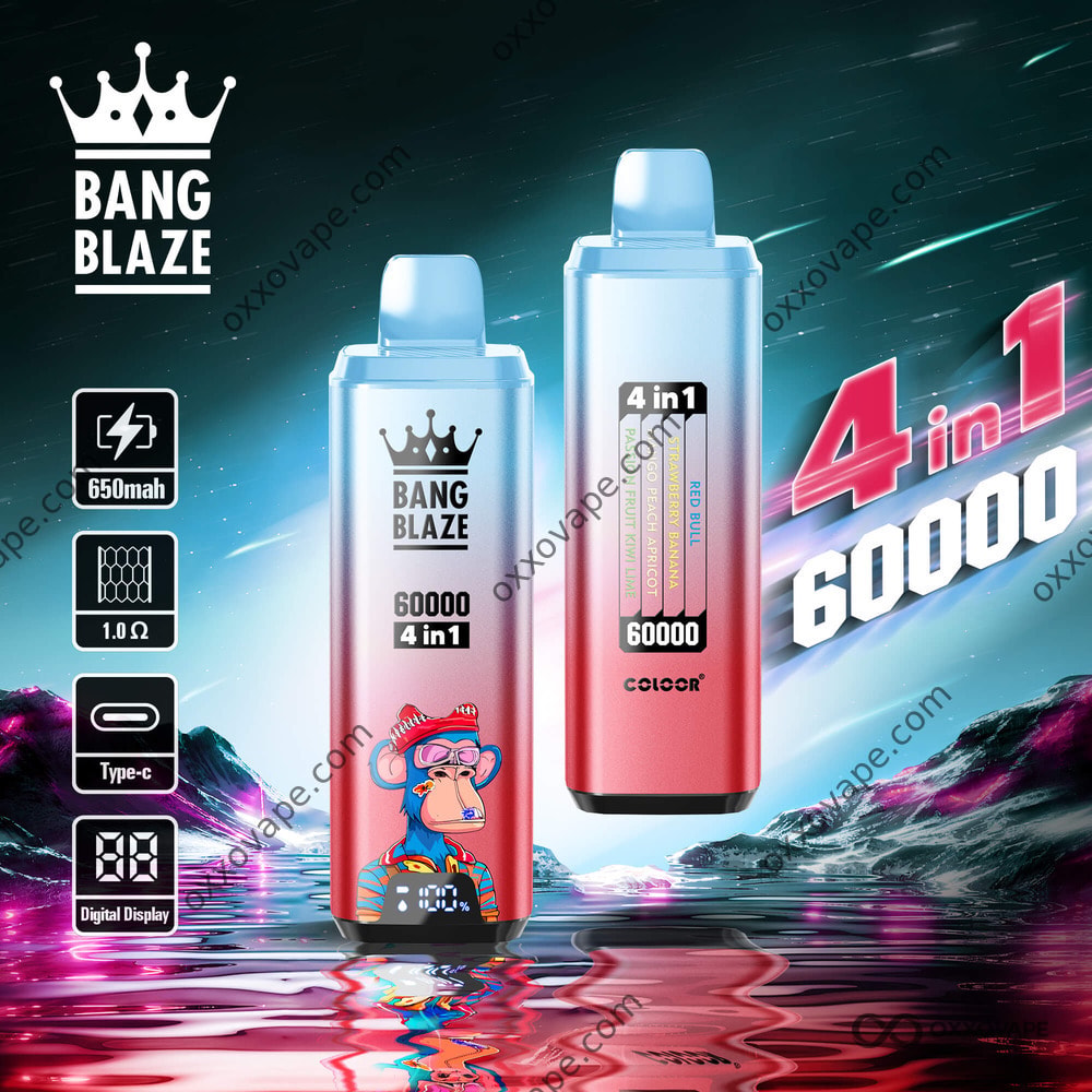 Bang Blaze 60000 4-in-1 Disposable Vape Red Bull Strawberry Banana Mango Peach Apricot Passion Fruit Kiwi Lime