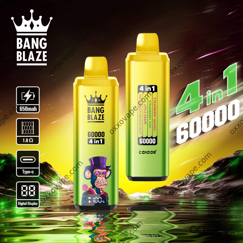 Bang Blaze 60000 4-in-1 Disposable Vape Strawberry Mango Strawberry Kiwi Apple Grape Watermelon Dragon Fruit