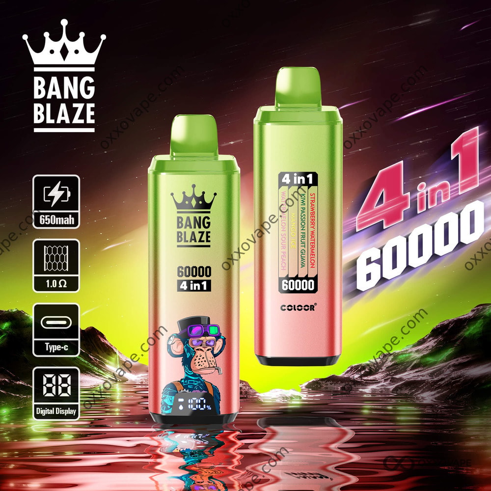 Bang Blaze 60000 4-in-1 Disposable Vape Strawberry Watermelon Kiwi Passion Fruit Guava Mango Ice Watermelon Sour Peach
