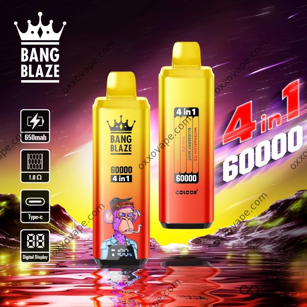 Bang Blaze 60000 4-in-1 Disposable Vape Watermelon Ice Blueberry Mint Fuji Ice Lime Romance flavor