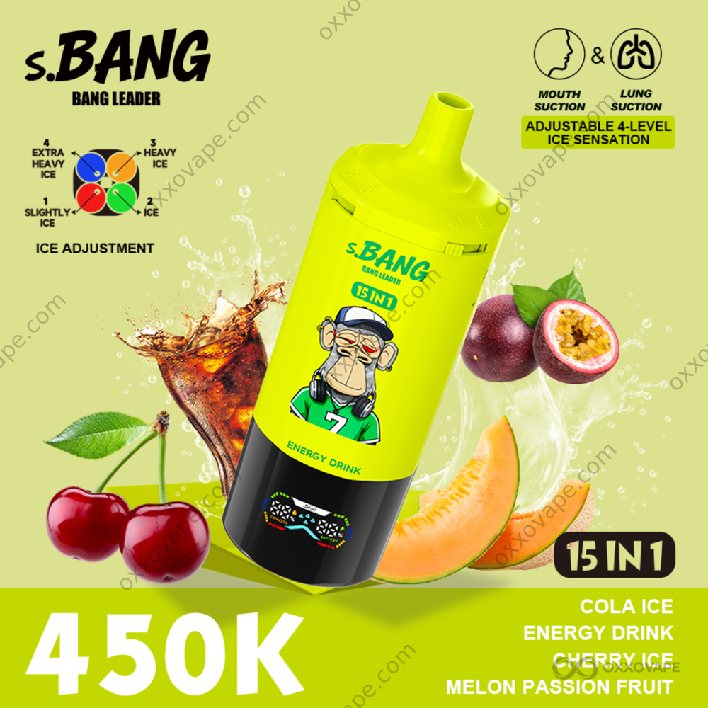 Bang Leader 450000 Puffs Cola Ice Energy Drink Cherry Ice Melon Passion Fruit Flavor Set