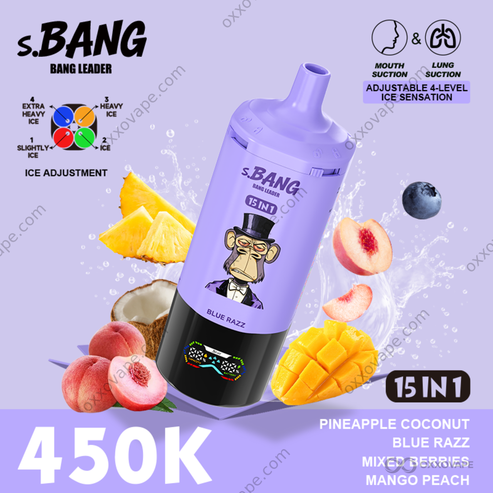 Bang Leader 450000 Puffs Pineapple Coconut Blue Razz Mixed Berries Mango Peach Flavor Set