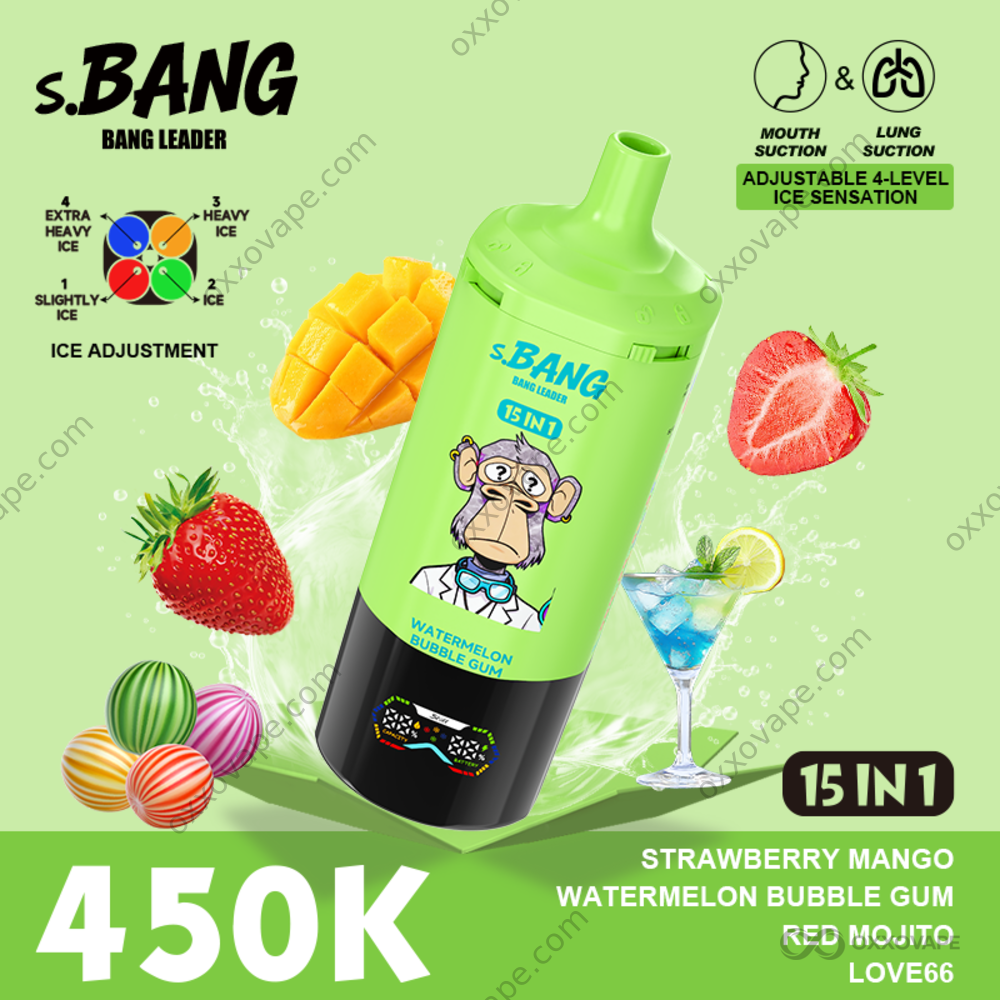 Bang Leader 450000 Puffs Strawberry Mango Watermelon Bubble Gum Red Mojito Love 66 Flavor Set