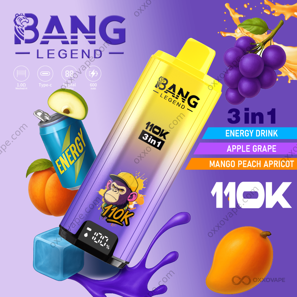 Bang Legend 110000 Puffs Energy Drink Apple Grape Mango Peach Apricot triple flavor disposable vape