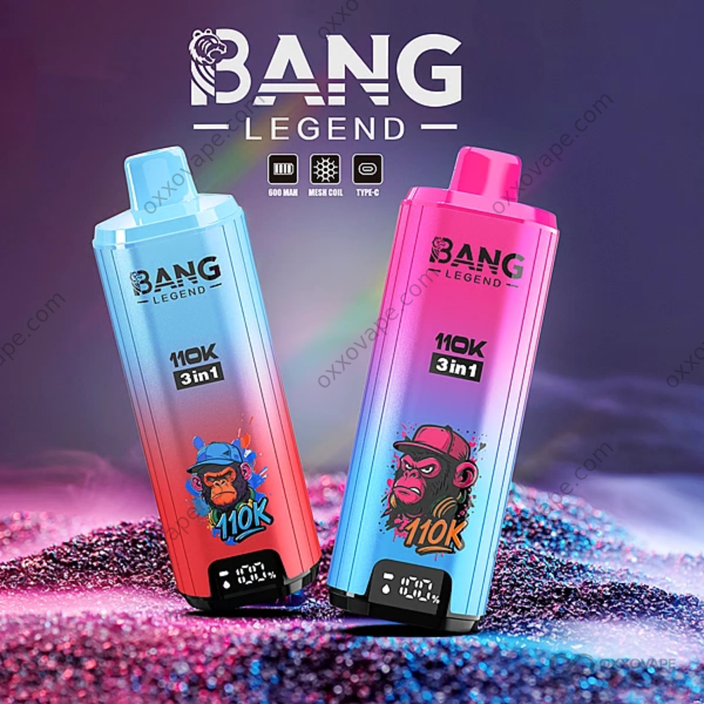 Bang Legend 110000 Puffs 3-in-1 Triple Flavor Disposable Vape with digital display and Type-C charging