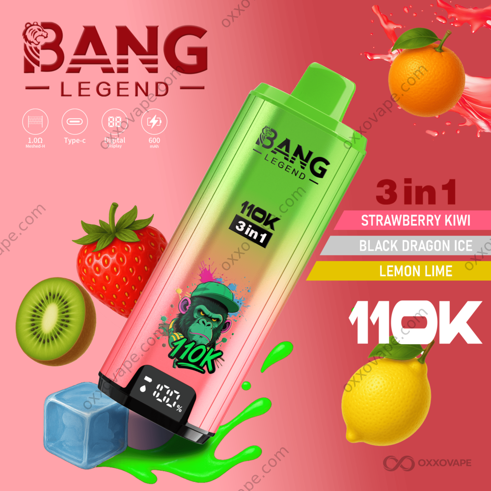 Bang Legend 110000 Puffs Strawberry Kiwi Black Dragon Ice Lemon Lime triple flavor disposable vape