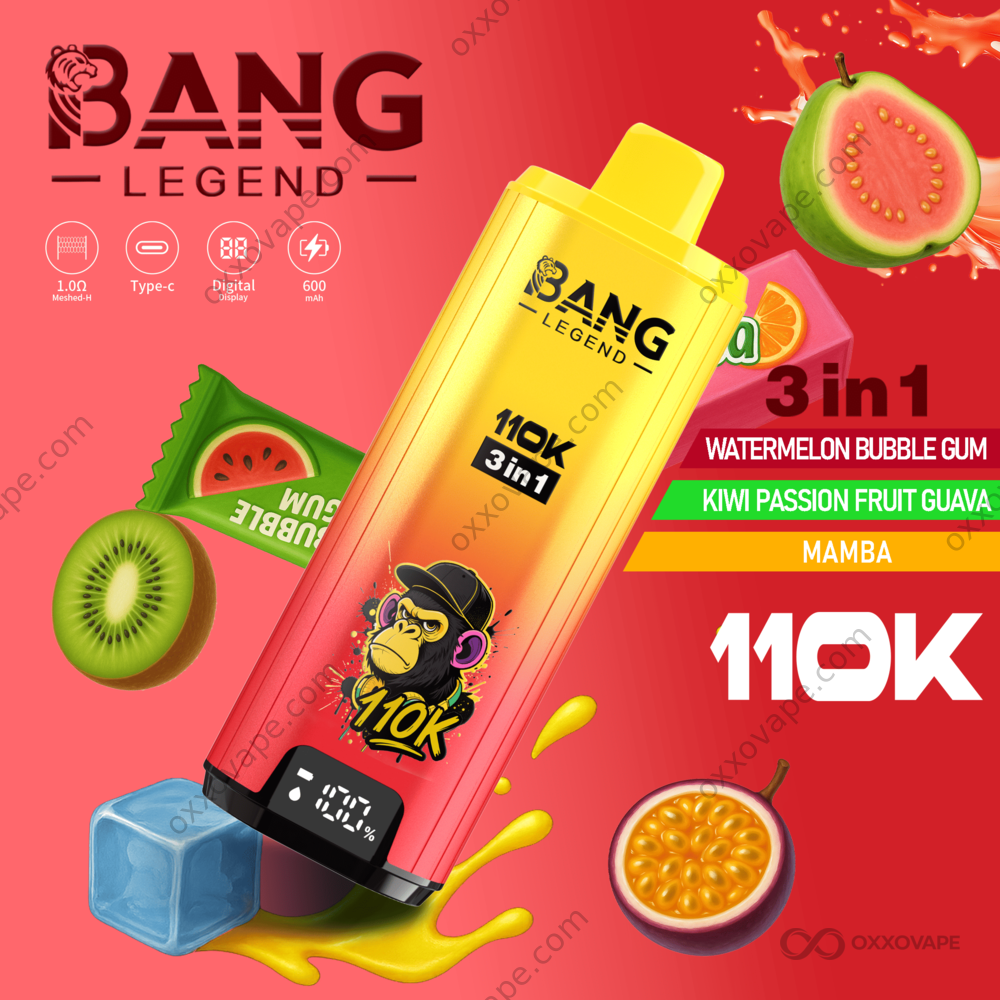 Bang Legend 110000 Puffs Watermelon Bubble Gum Kiwi Passion Fruit Guava Mamba triple flavor disposable vape