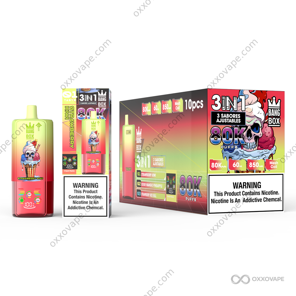 BangBox 80000 Strawberry Kiwi Sour Mango Pineapple Strawberry Red Bull 80K Puffs Disposable Vape