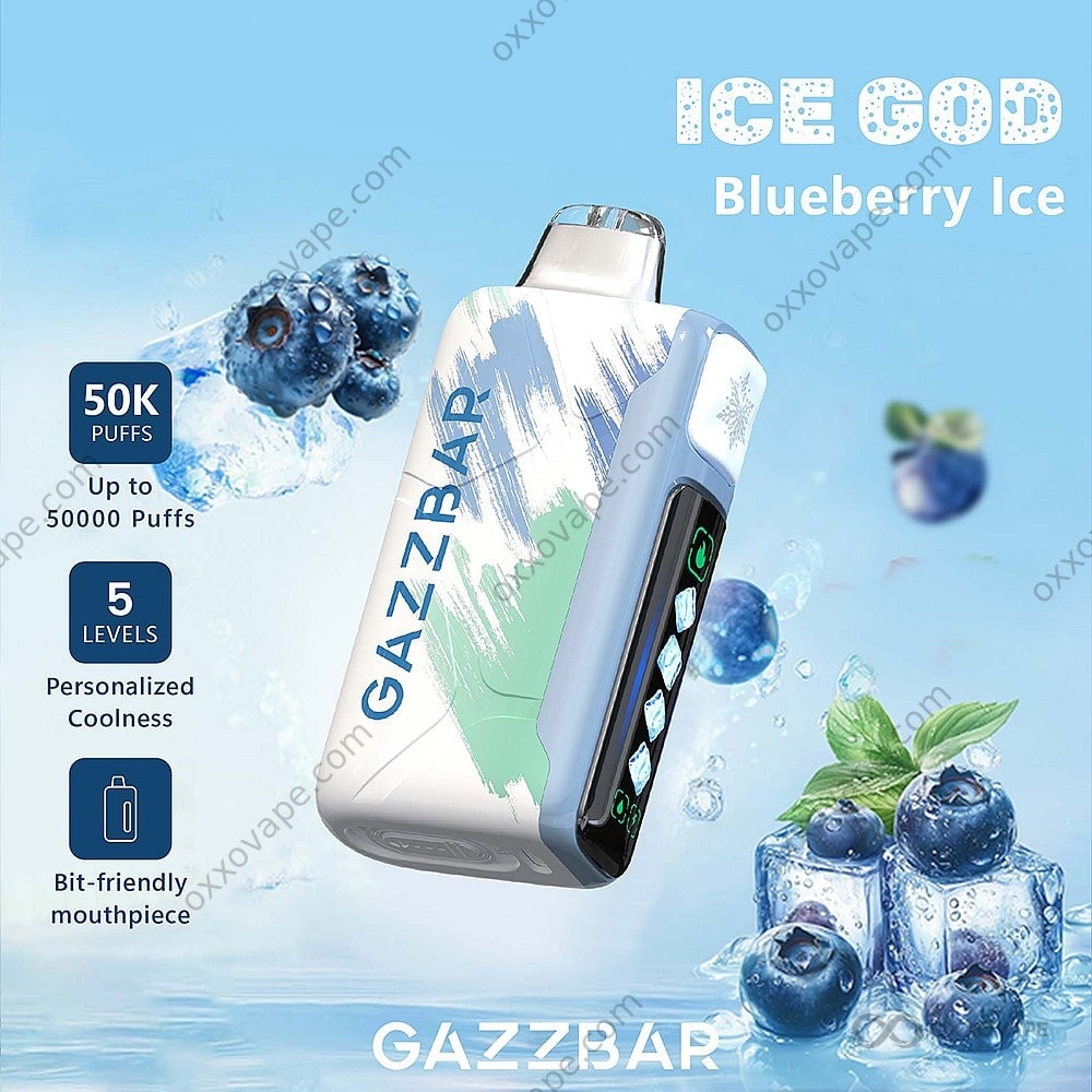Gazzbar Ice God 50000 Blueberry Ice Flavor Disposable Vape