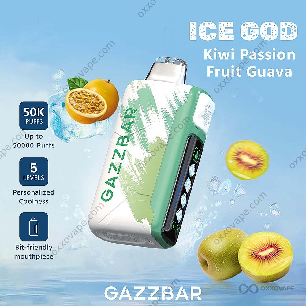 Gazzbar Ice God 50000 Kiwi Passion Fruit Guava Flavor Disposable Vape