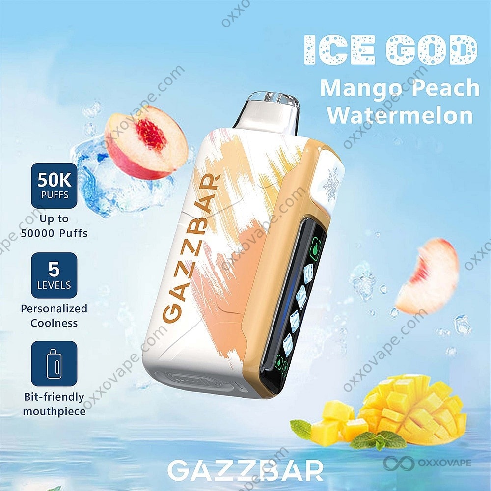 Gazzbar Ice God 50000 Mango Peach Watermelon Flavor Disposable Vape