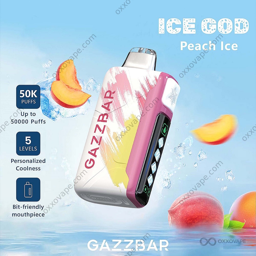 Gazzbar Ice God 50000 Peach Ice Flavor Disposable Vape
