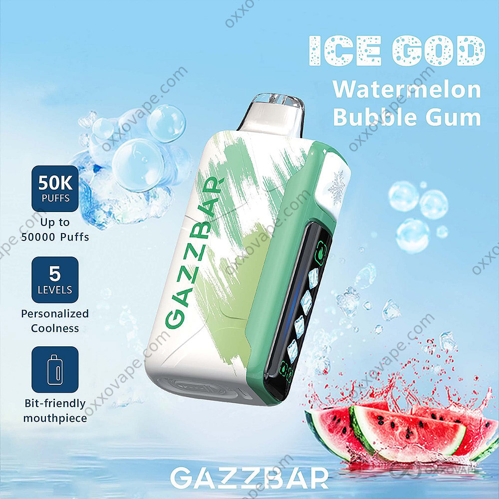 Gazzbar Ice God 50000 Watermelon Bubble Gum Flavor Disposable Vape