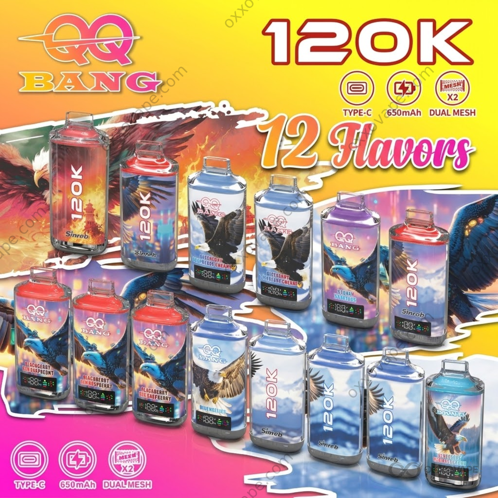 QQ Bang 120000 Puffs Disposable Vape with dual mesh coil and smart screen display