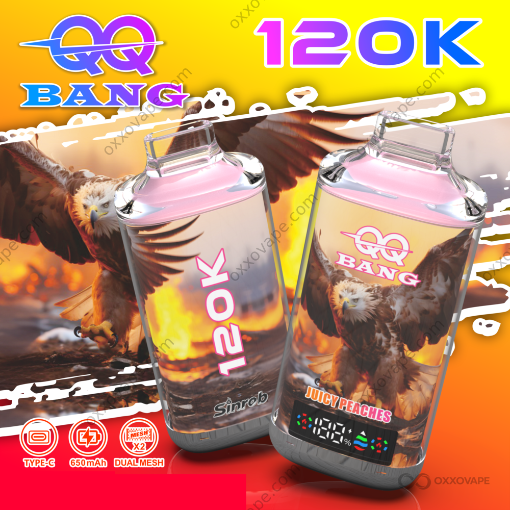 QQ Bang 120000 Puffs Juicy Peaches orchard fresh disposable vape crystal design