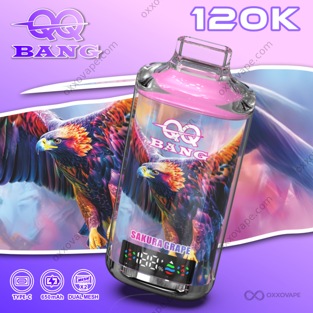 QQ Bang 120000 Puffs Sakura Grape floral grape disposable vape crystal design