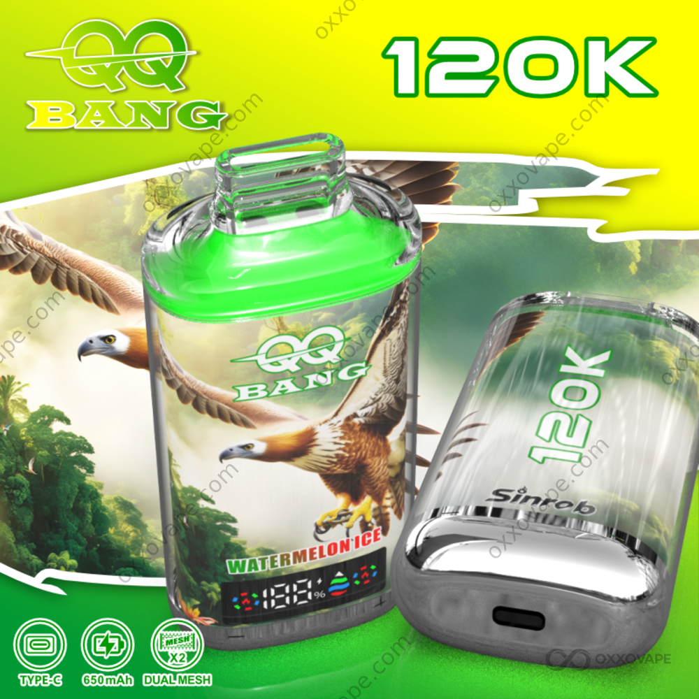 QQ Bang 120000 Puffs Watermelon Ice menthol disposable vape crystal design