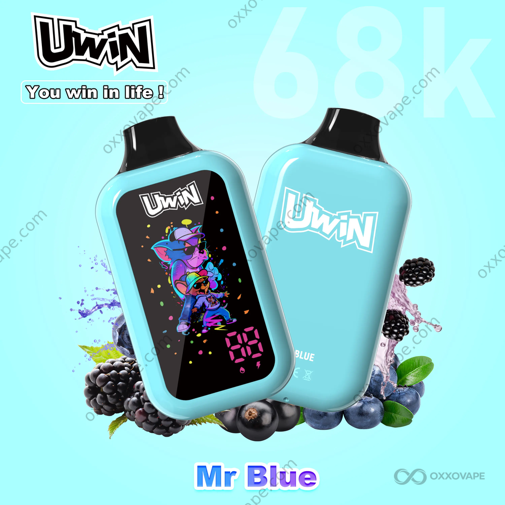 Uwin Digital Box 68000 Mr Blue 68K Puffs Blue Raspberry Icy Disposable Vape
