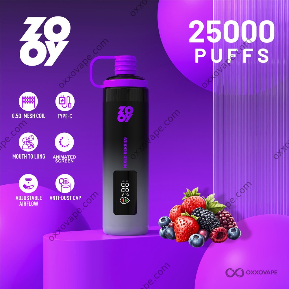 ZOOY Shisha 25000 Mixed Berries flavor 25K puffs disposable vape — EU Warehouse