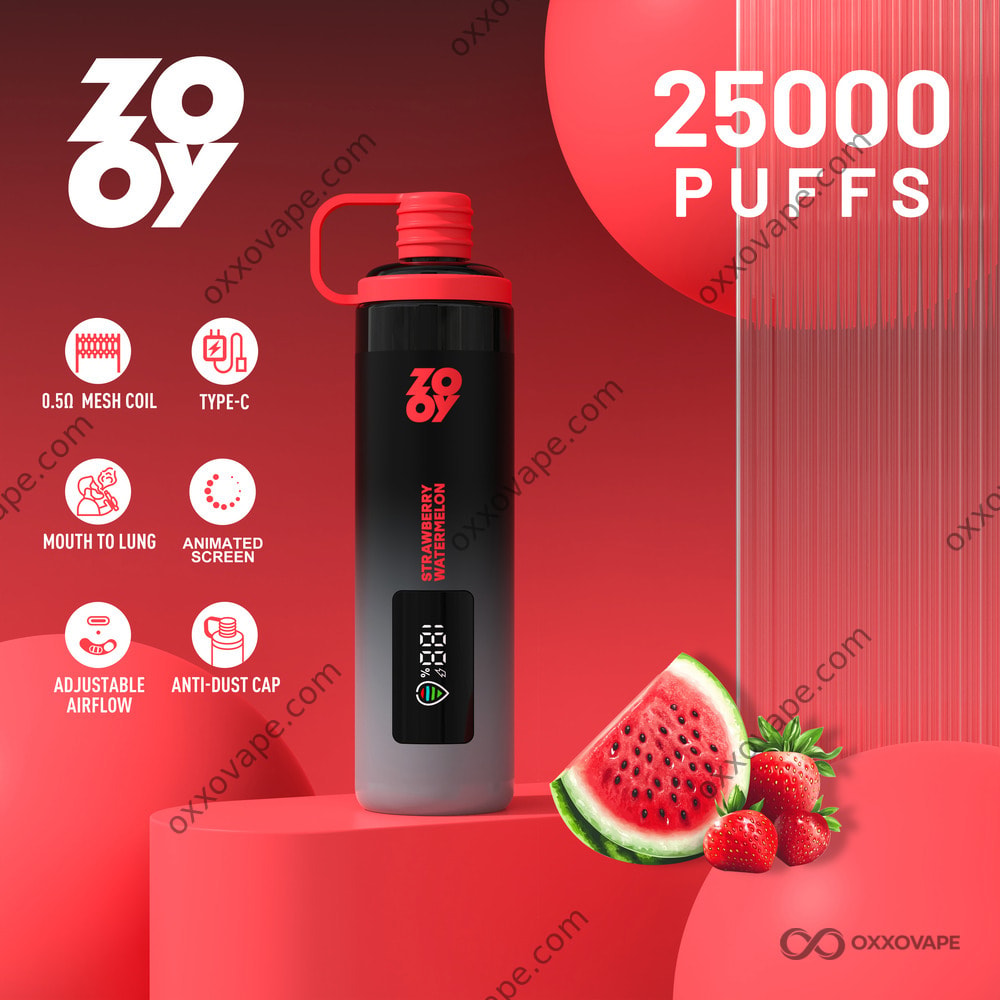 ZOOY Shisha 25000 Strawberry Watermelon flavor 25K puffs disposable vape — EU Warehouse