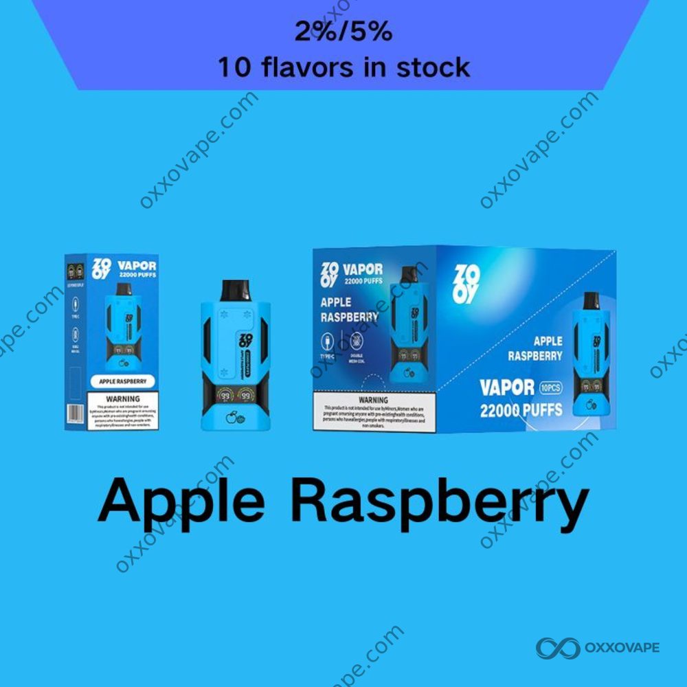 ZOOY Vapor 22000 Apple Raspberry flavor disposable vape EU