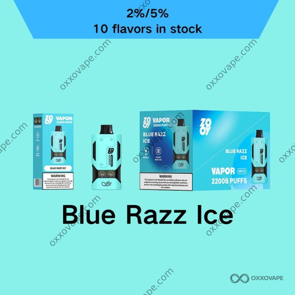 ZOOY Vapor 22000 Blue Razz Ice flavor 22000 puffs disposable vape