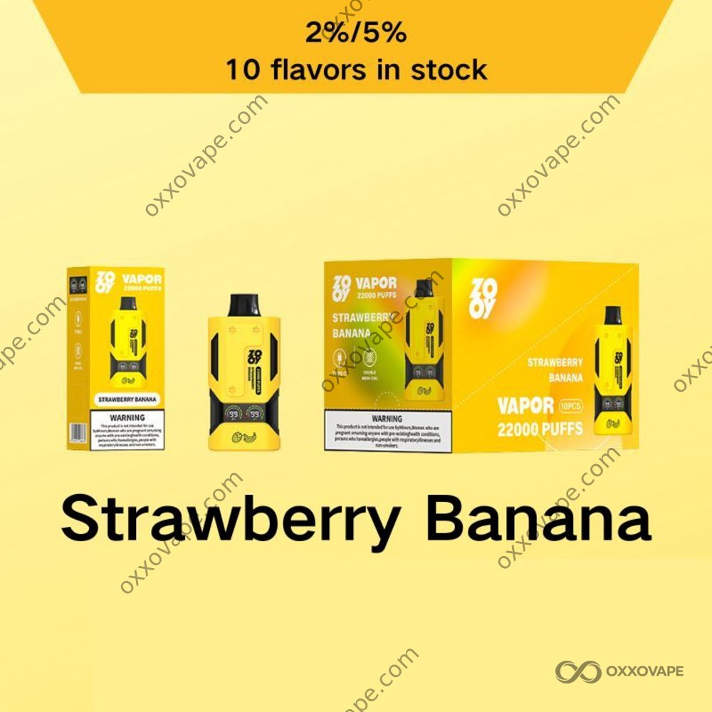 ZOOY Vapor 22000 Strawberry Banana flavor disposable vape EU