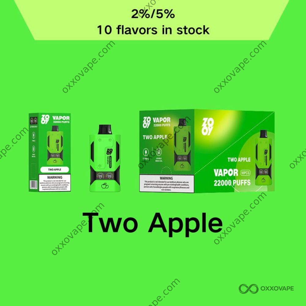 ZOOY Vapor 22000 Two Apple flavor 22000 puffs disposable vape EU