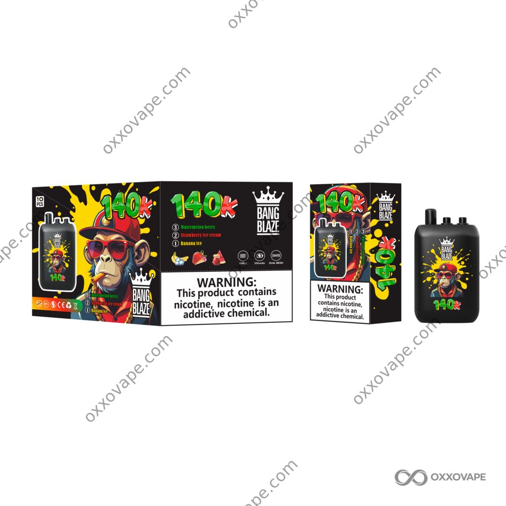 Bang Blaze 140000 140K Puffs Banana Ice Strawberry Ice Cream Watermelon Berry Triple Flavor Disposable Vape
