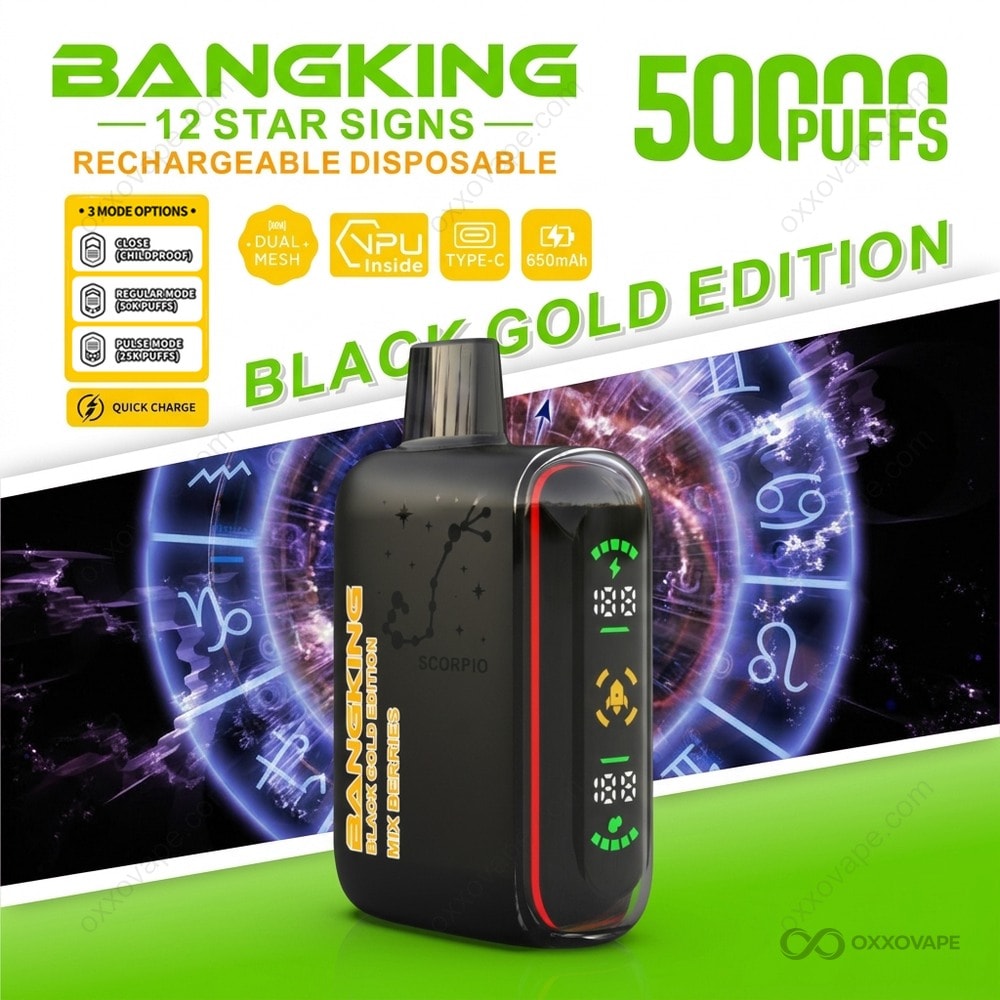 Bang King 12 Star Signs Black Gold Edition 50K Puffs — Mix Berries Flavor