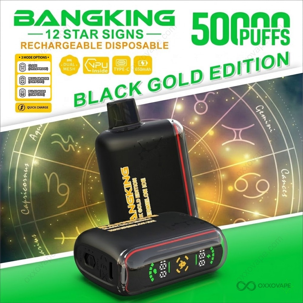 Bang King 12 Star Signs Black Gold Edition 50K Puffs — Watermelon Ice Flavor