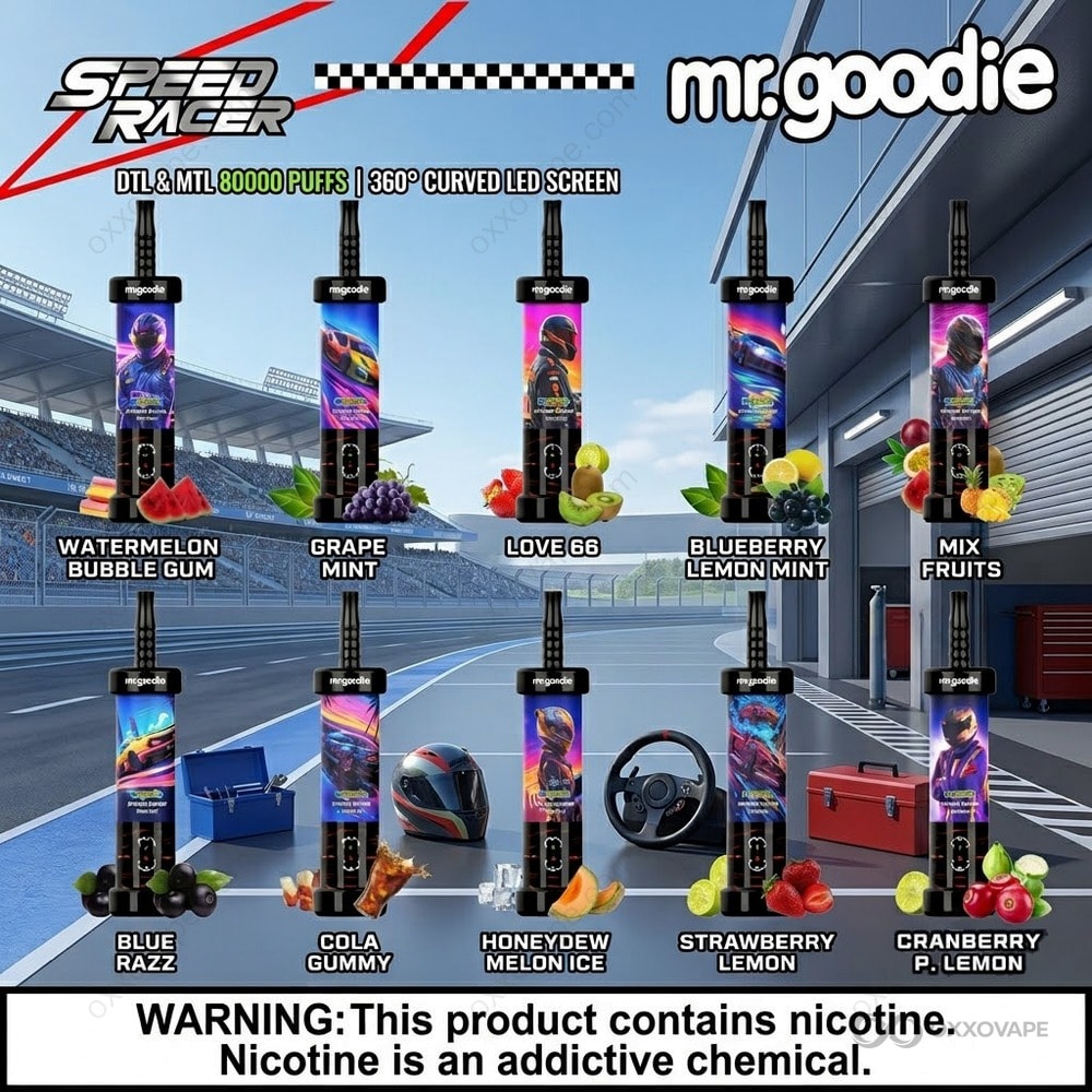 Mr.Goodie Speed Racer 80000 Puffs Dual Mode Pod System with 360 Degree Curved LED Screen