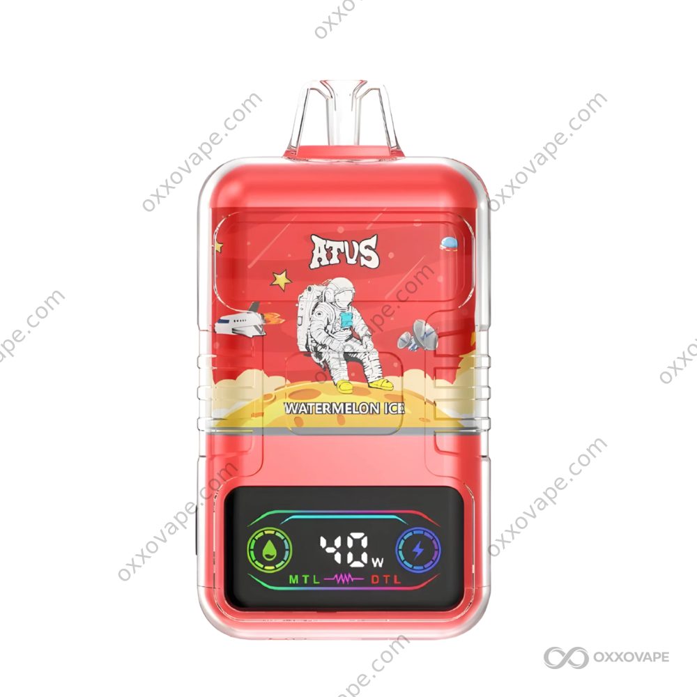 Watermelon Ice flavor box for ATVS 30000 vape with red green watermelon slice artwork