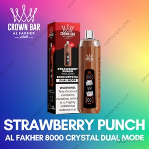 AL FAKHER Crystal 8000 Strawberry Punch フレーバー使い捨て電子タバコ – 鮮やかなストロベリー フルーツ パンチ