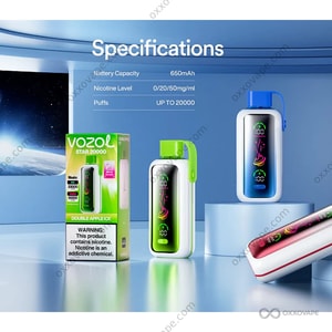 Vozol Star 20000 Vape jetable EU Warehouse vue complète de l'appareil avec corps transparent