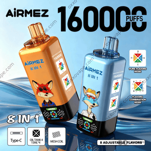Airmez Fox 160000 Puffs Einweg-Vaporizer mit 8-in-1-Geschmacksumschaltsystem und Mesh-Spule