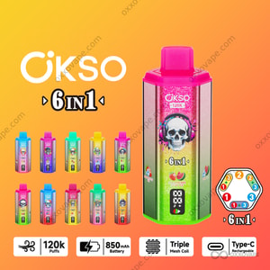 OKSO 120000 120K Puffs 6-in-1 Disposable Vape with Triple Mesh Coil and LED Display
