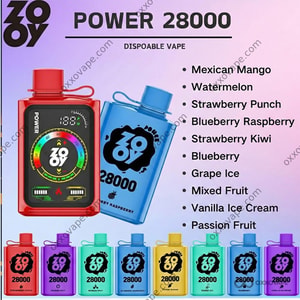 ZOOY Power 28000 Puffs eldobható vape érintőképernyős kijelzővel és kettős hálós tekercssel – EU Warehouse