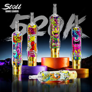 Front view of Bang Leader Stoll 520000 disposable vape in metallic finish showing smart display screen and 0.4Ω mesh coil branding.